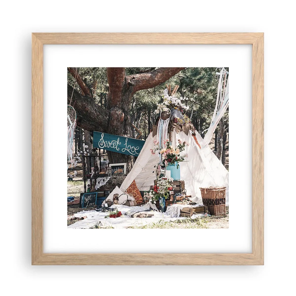 Een poster in een licht eiken lijst - De liefde bedrijven ... - 30x30 cm