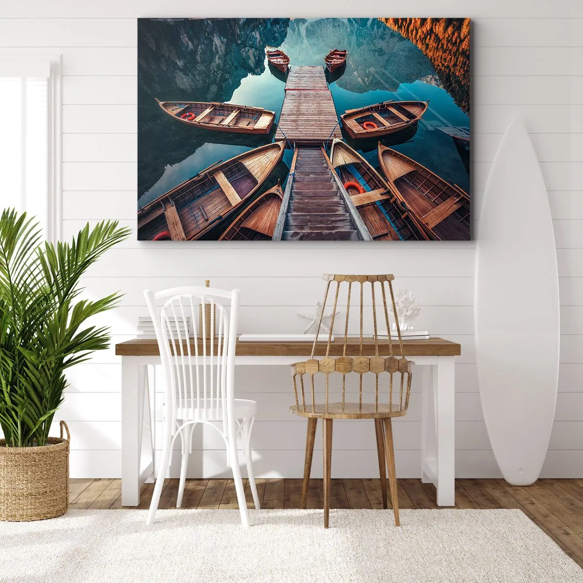 Schilderen op canvas - Ik wacht bij de jachthaven - 120x80 cm