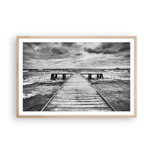 Een poster in een licht eiken lijst - Ik wacht tot de wind wegjaagt... - 91x61 cm