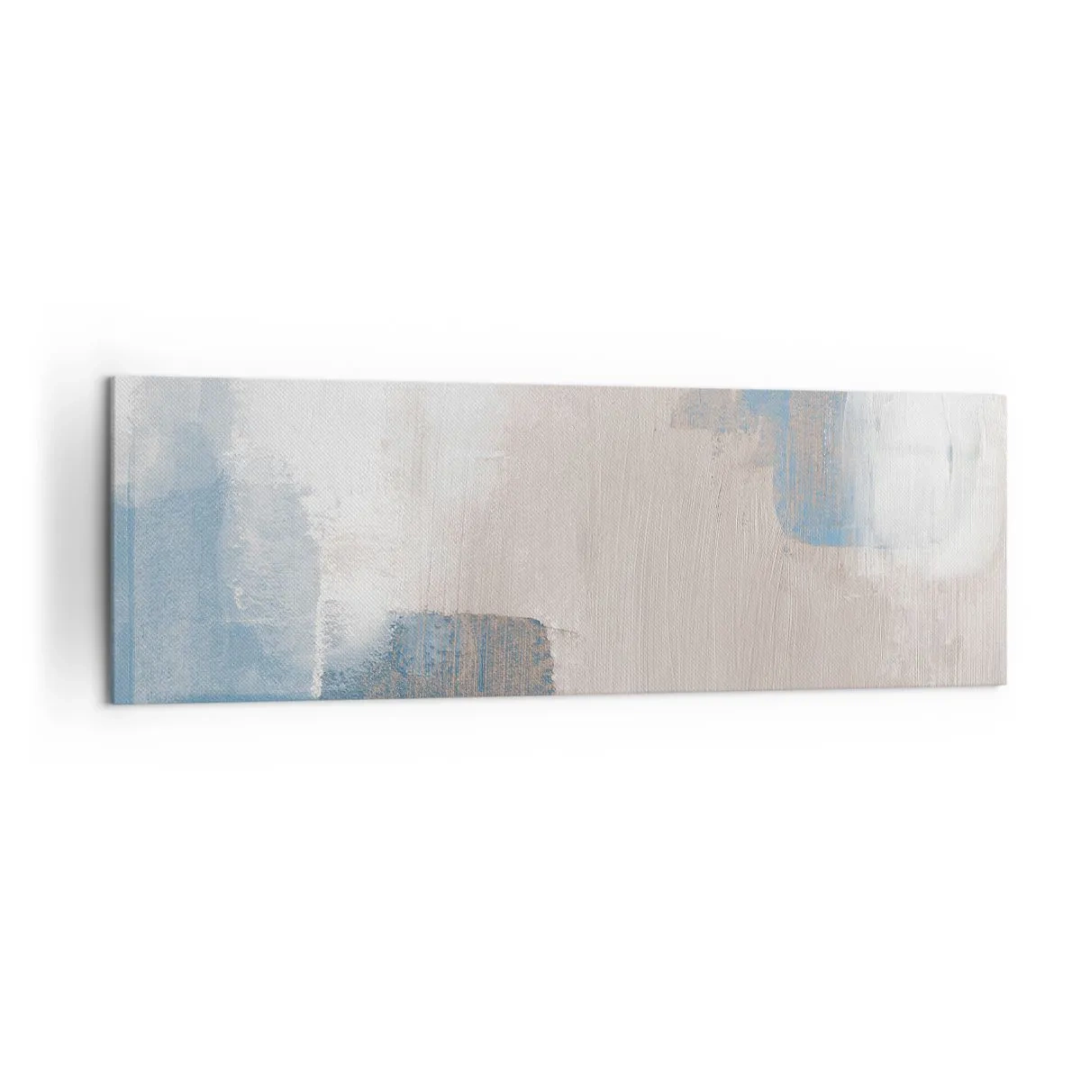 Schilderen op canvas - Roze abstractie achter een blauw gordijn - 160x50 cm