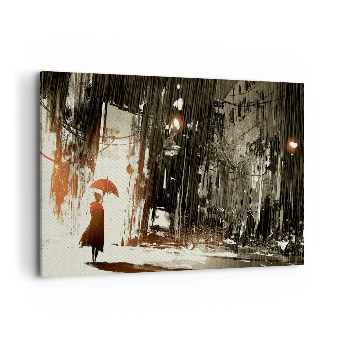 Schilderen op canvas - De poëzie van de rode paraplu - 120x80 cm