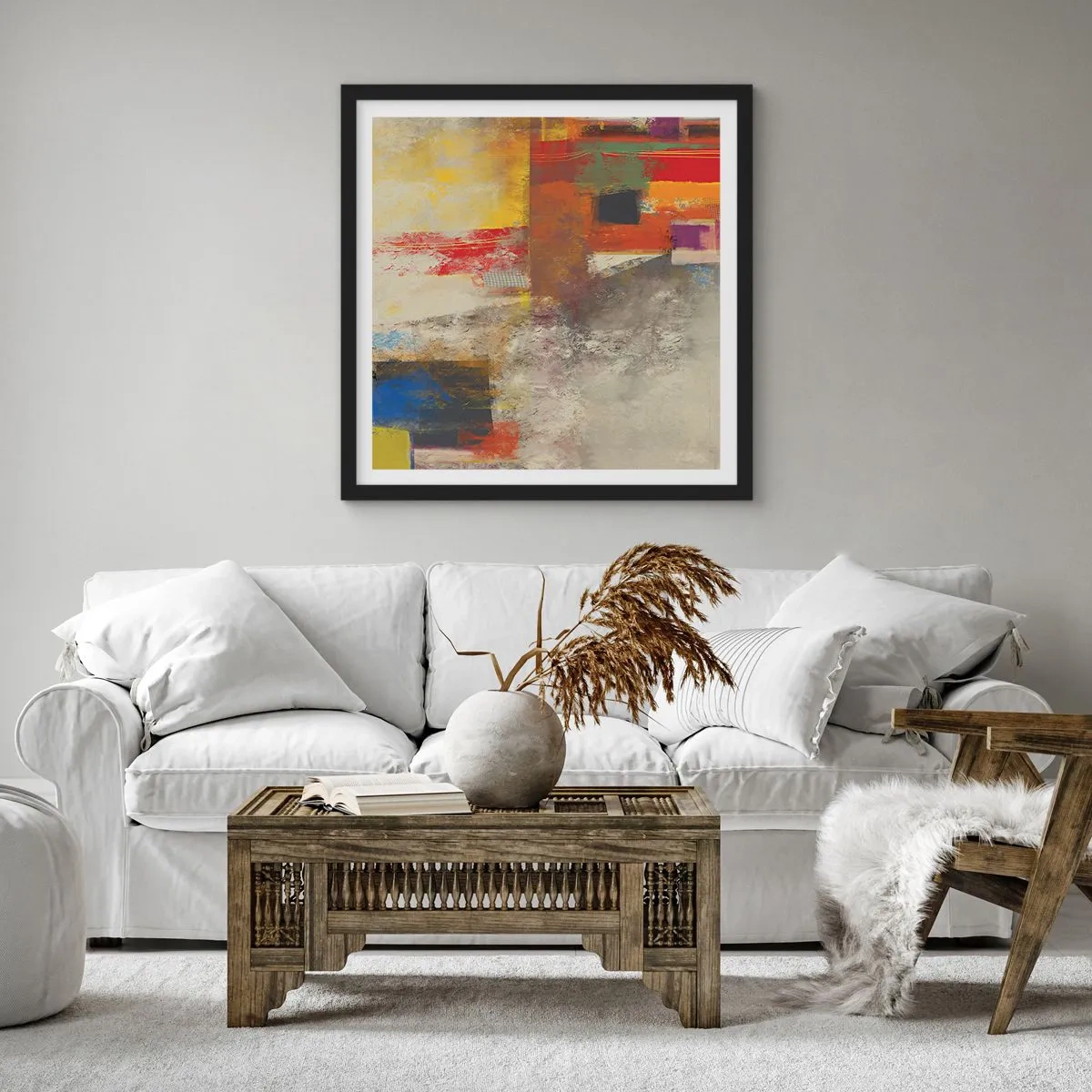 Poster in een zwarte lijst - Kleur geometrie - 40x40 cm