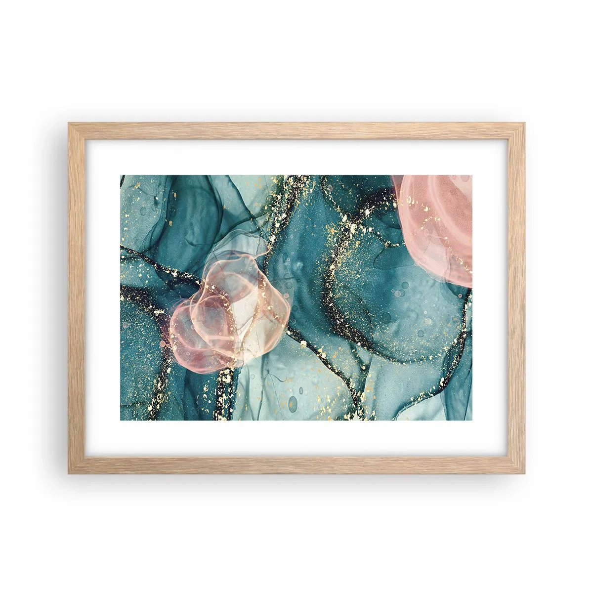 Een poster in een licht eiken lijst - Zijdeblauw, tule roze - 40x30 cm