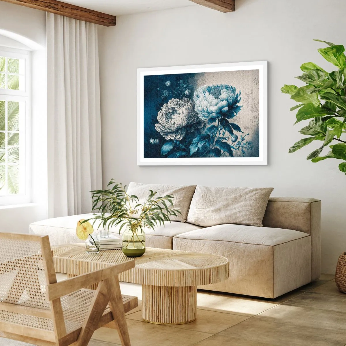 Poster in een witte lijst - Bij elkaar passend paar - 100x70 cm