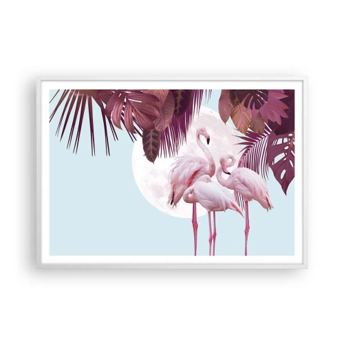 Poster in een witte lijst - Drie vogel genaden - 100x70 cm
