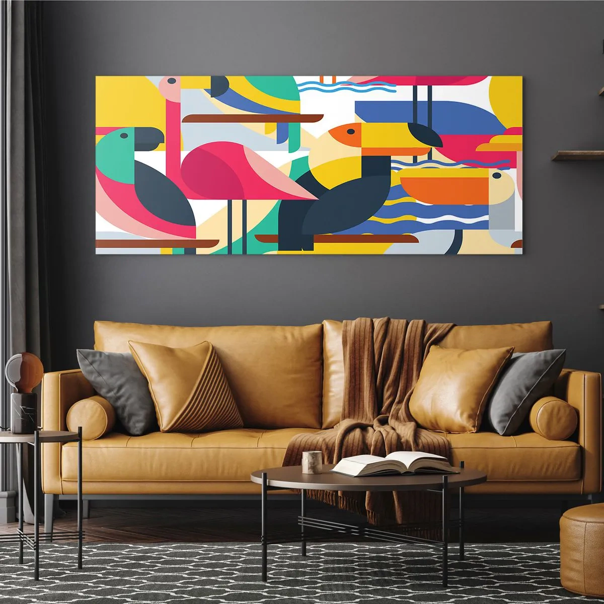 Schilderen op glas - Vogelfeestje - 120x50 cm