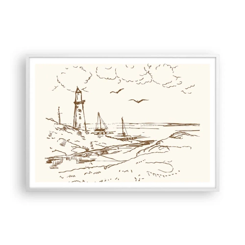 Poster in een witte lijst - Een overzicht van de herinneringen aan de zomer - 100x70 cm