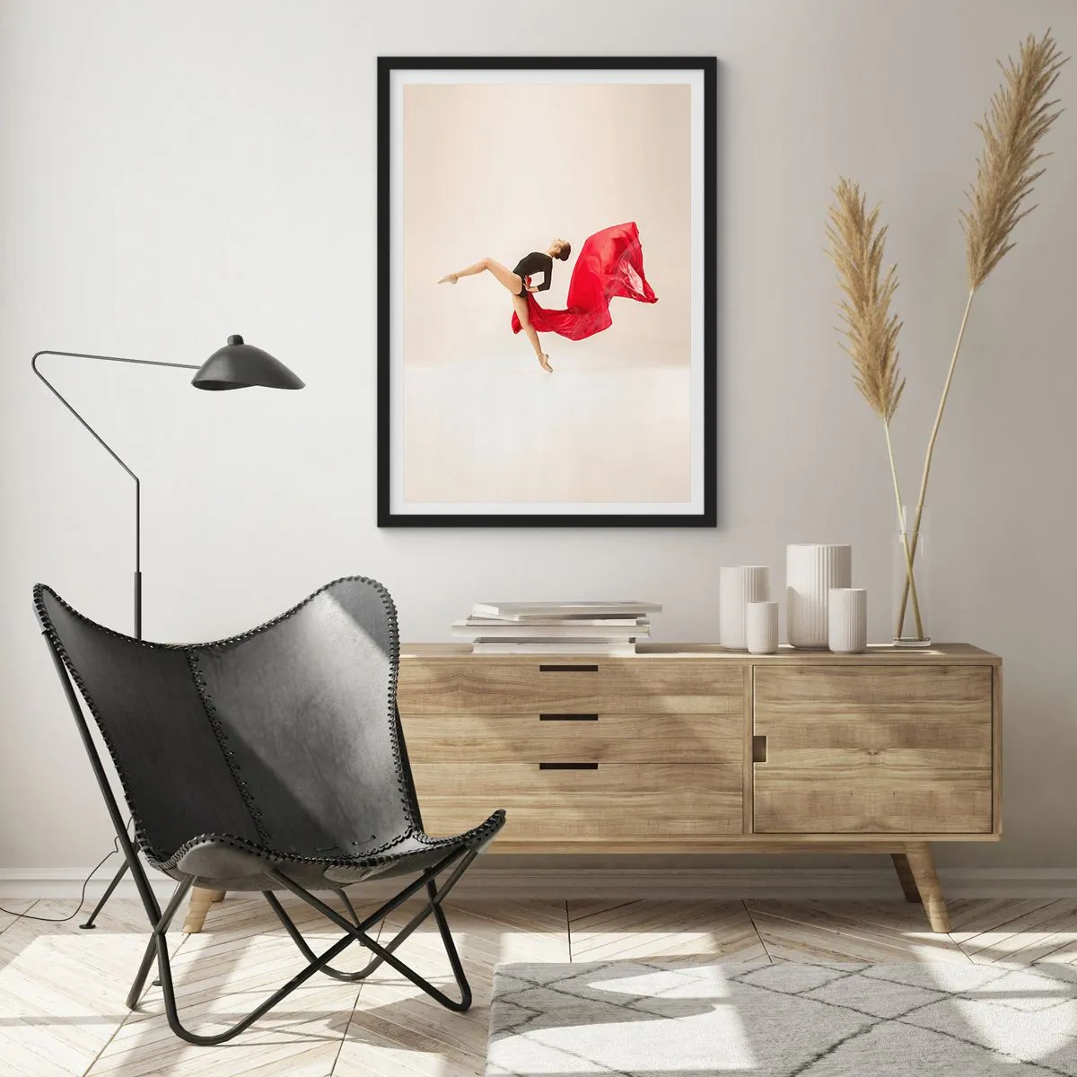 Poster in een zwarte lijst - rood en zwart - 61x91 cm