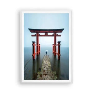 Poster in een witte lijst - Japanse mijmering - 70x100 cm