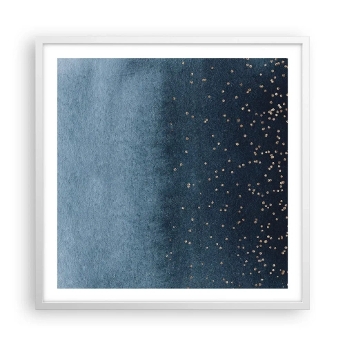 Poster in een witte lijst - Samenstelling - blauwe fasen - 60x60 cm