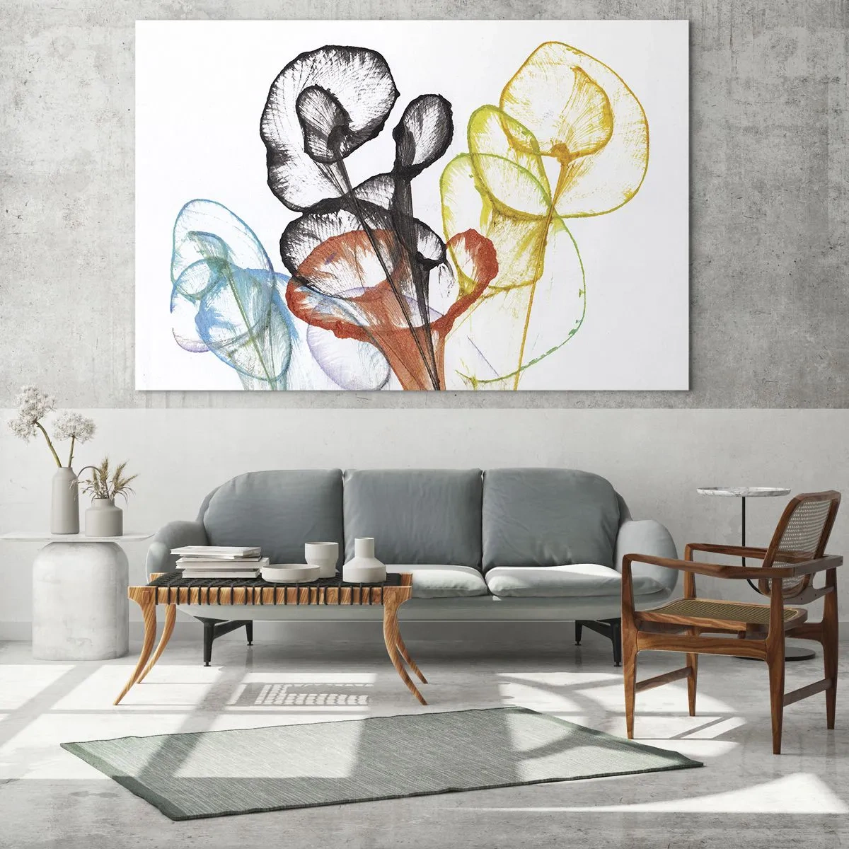 Schilderen op glas - Bloemen met een ziel - 120x80 cm