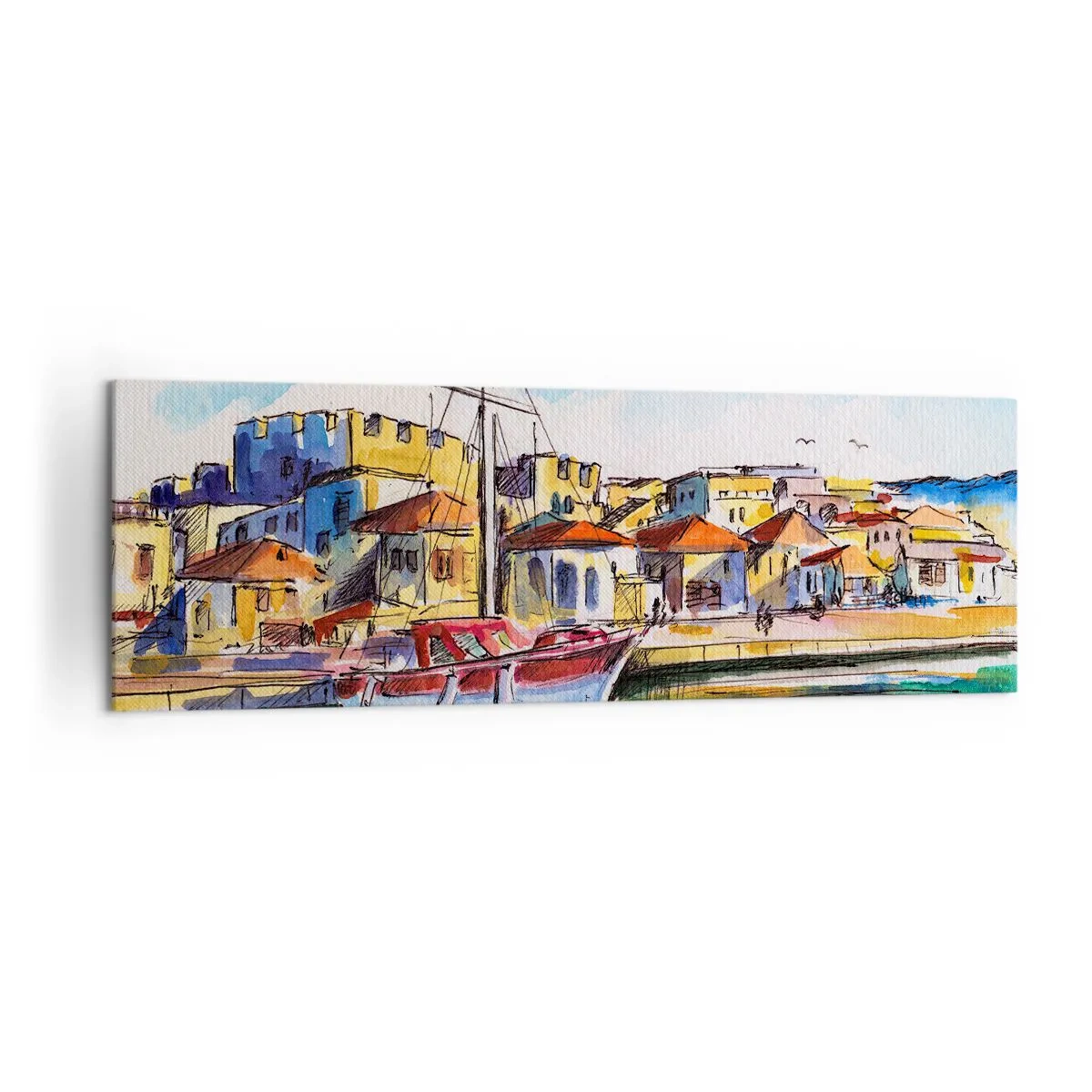 Schilderen op canvas - Regenboogmiddag - 160x50 cm