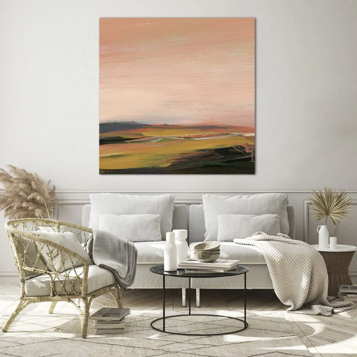 Schilderen op glas - In roze tinten - 60x60 cm