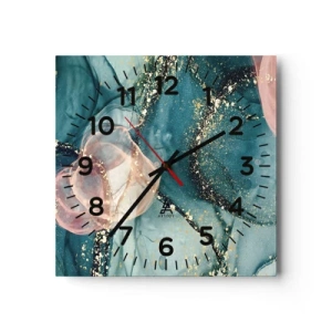 Wandklok - Klok - Zijdeblauw, tule roze - 40x40 cm