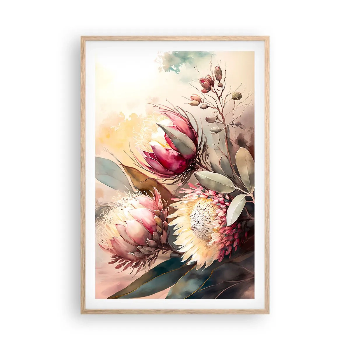 Een poster in een licht eiken lijst - In profiel en en face - 61x91 cm