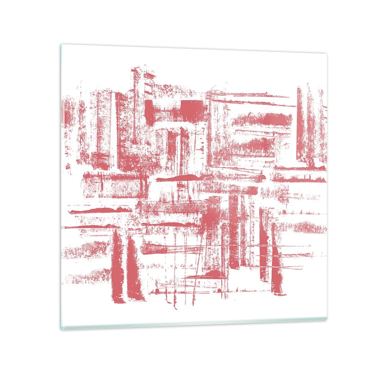 Schilderen op glas - De rode stad - 70x70 cm