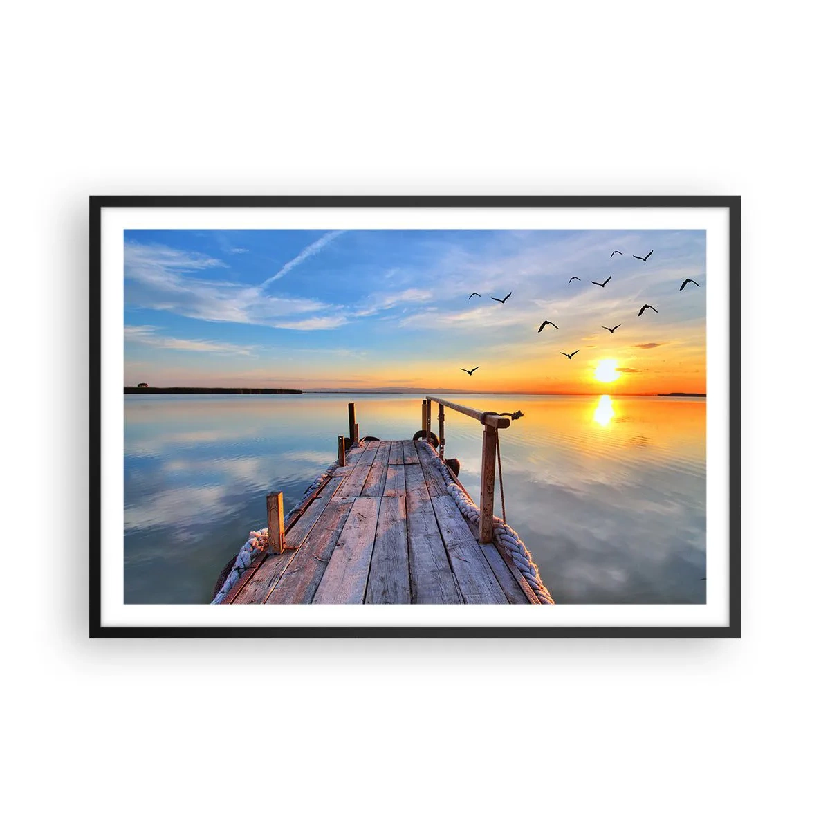 Poster in een zwarte lijst - Loop recht naar de zon - 91x61 cm