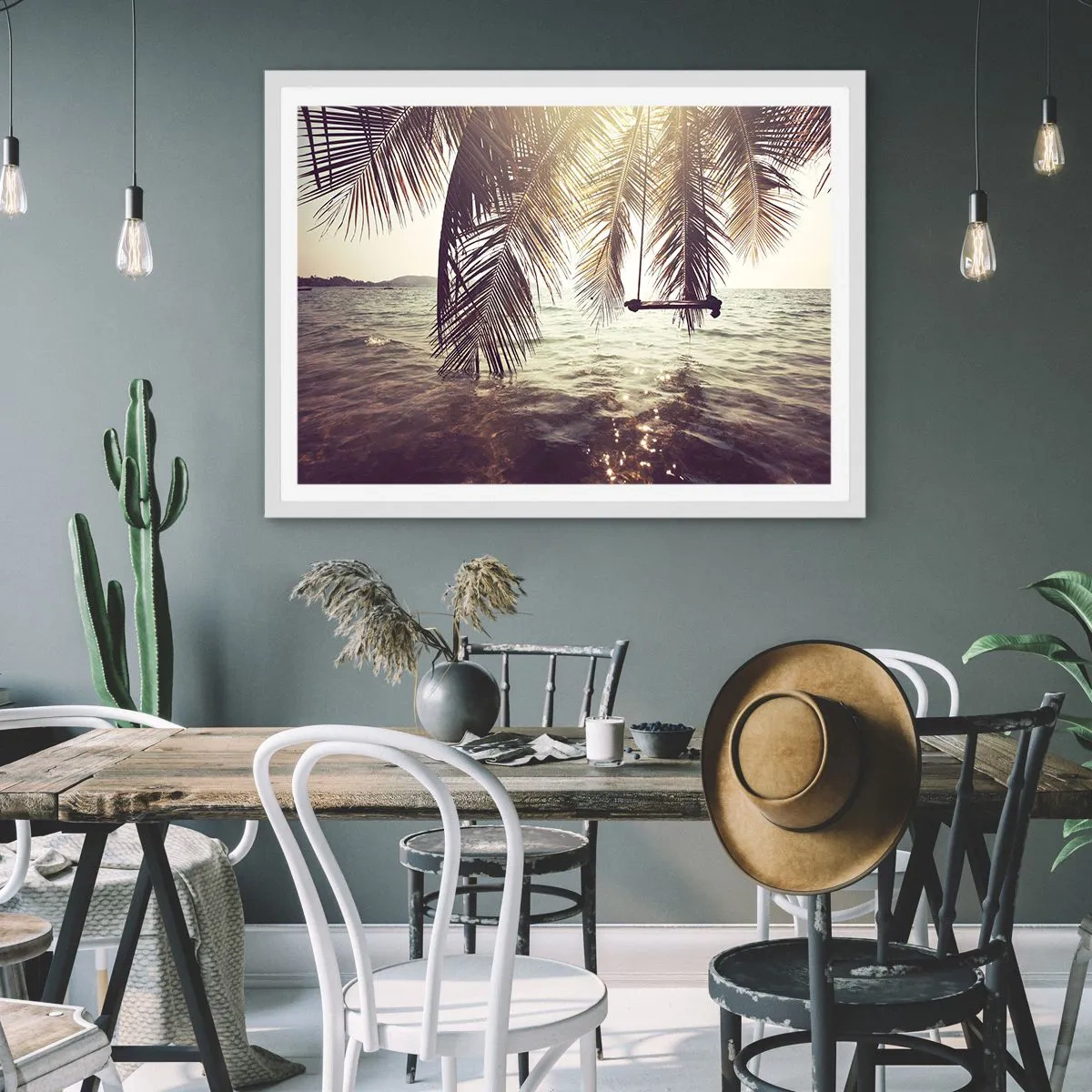 Poster in een witte lijst - Je kunt naar believen in de wolken slingeren - 100x70 cm