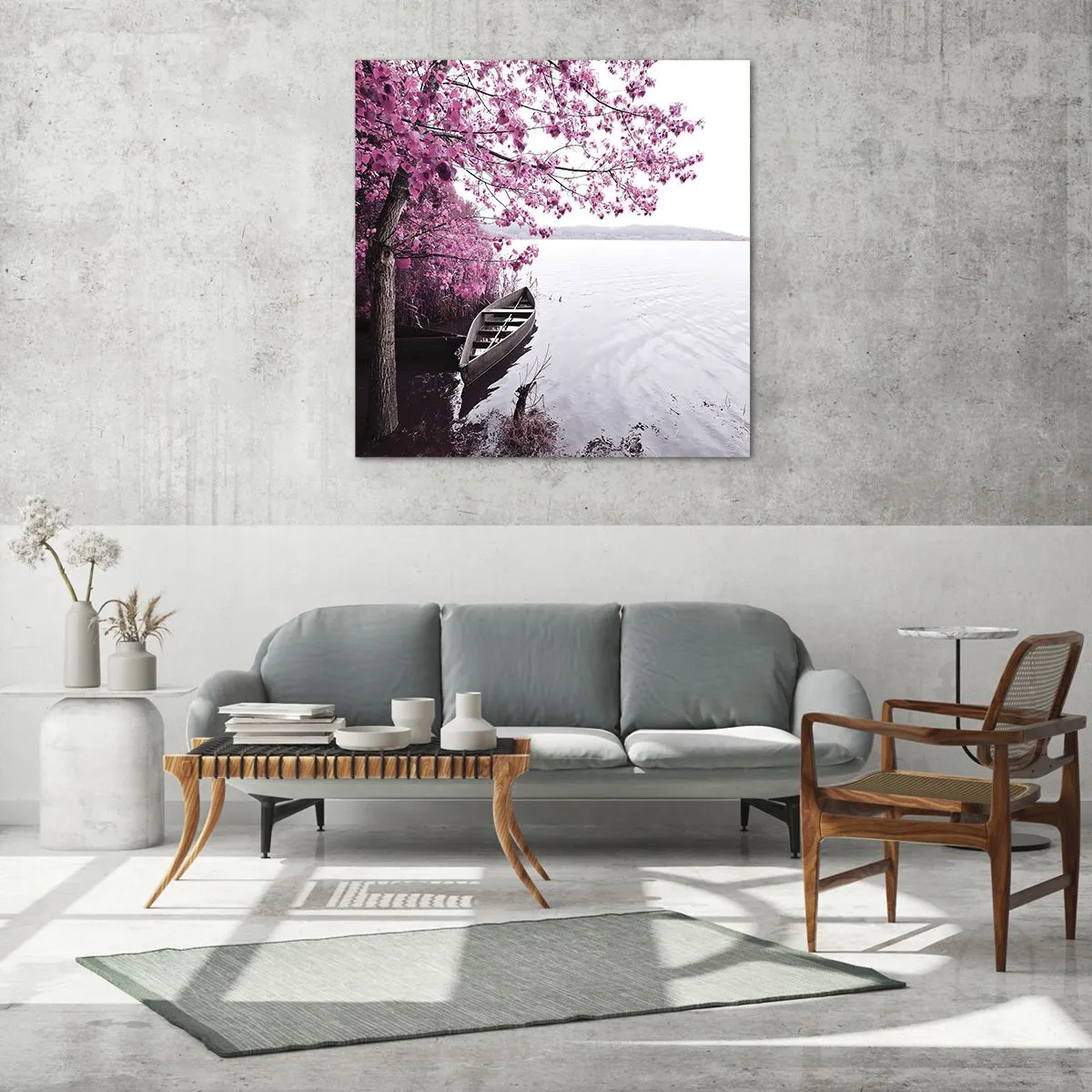 Schilderen op glas - In roze stilte - 60x60 cm