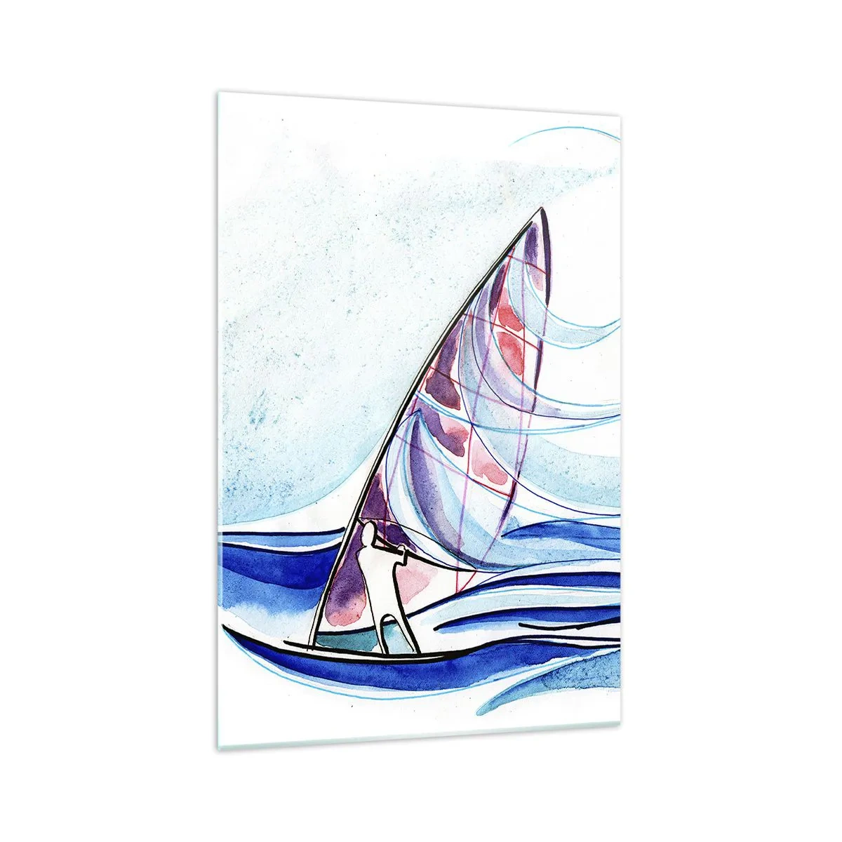 Schilderen op glas - Met de wind op het ritme van de golven - 70x100 cm