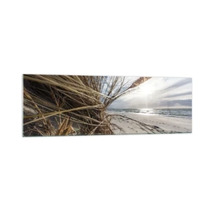 Schilderen op glas - Een ontmoeting van de elementen - 160x50 cm