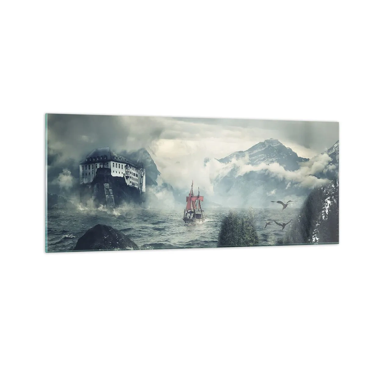 Schilderen op glas - In magische wateren - 100x40 cm
