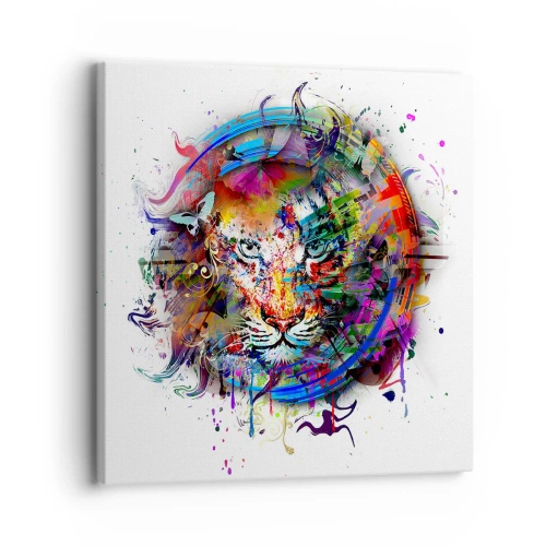 Schilderen op canvas - Het schuilt achter een regenboogsluier - 30x30 cm