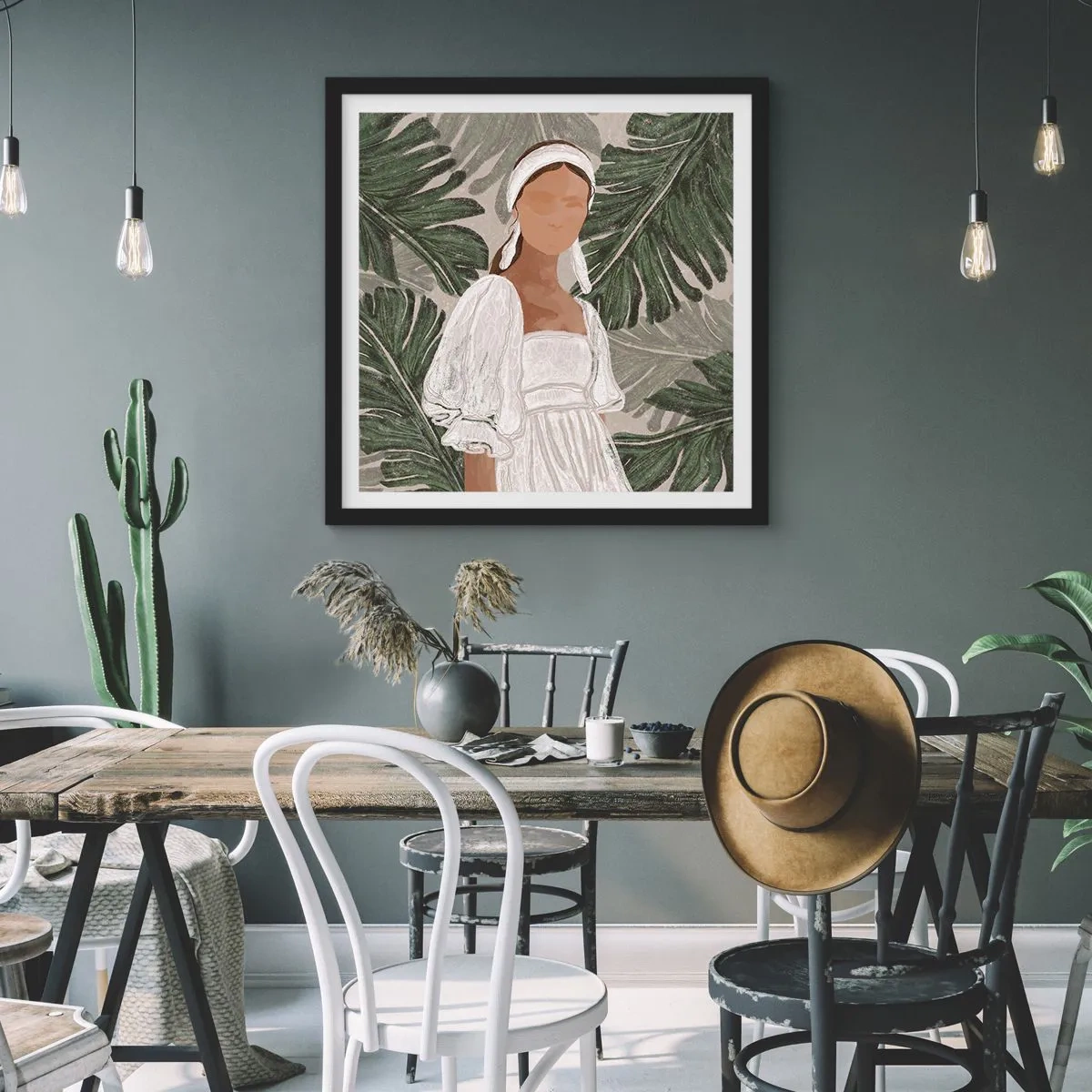 Poster in een zwarte lijst - Exotisch portret - 50x50 cm