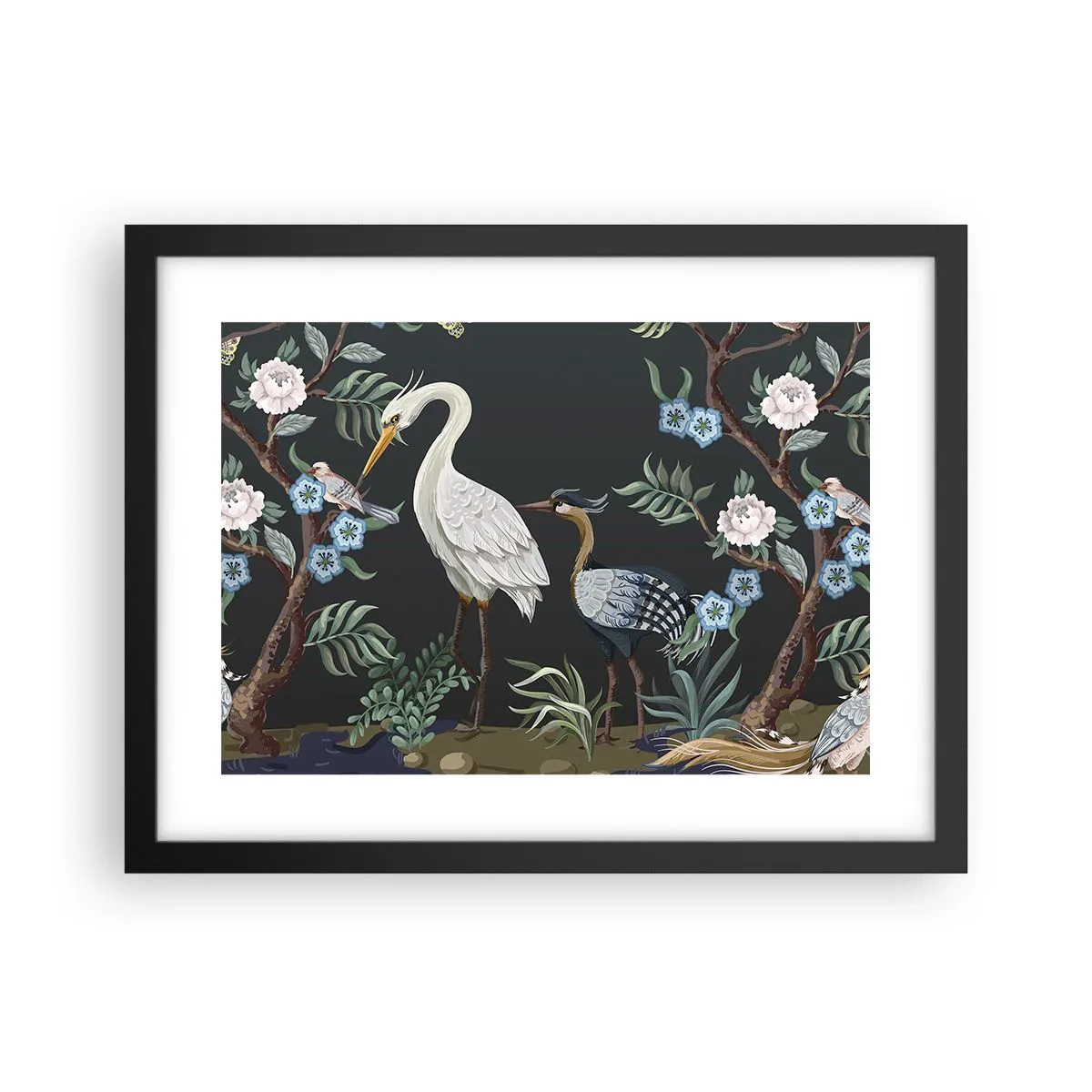 Poster in een zwarte lijst - Vogelparade - 40x30 cm
