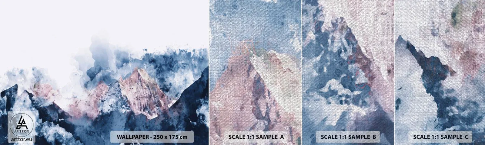 Fotobehang Monster Premium Canvas - Dit zijn de toppers! - Abstractie, Deel, Bergen - 100x30 cm