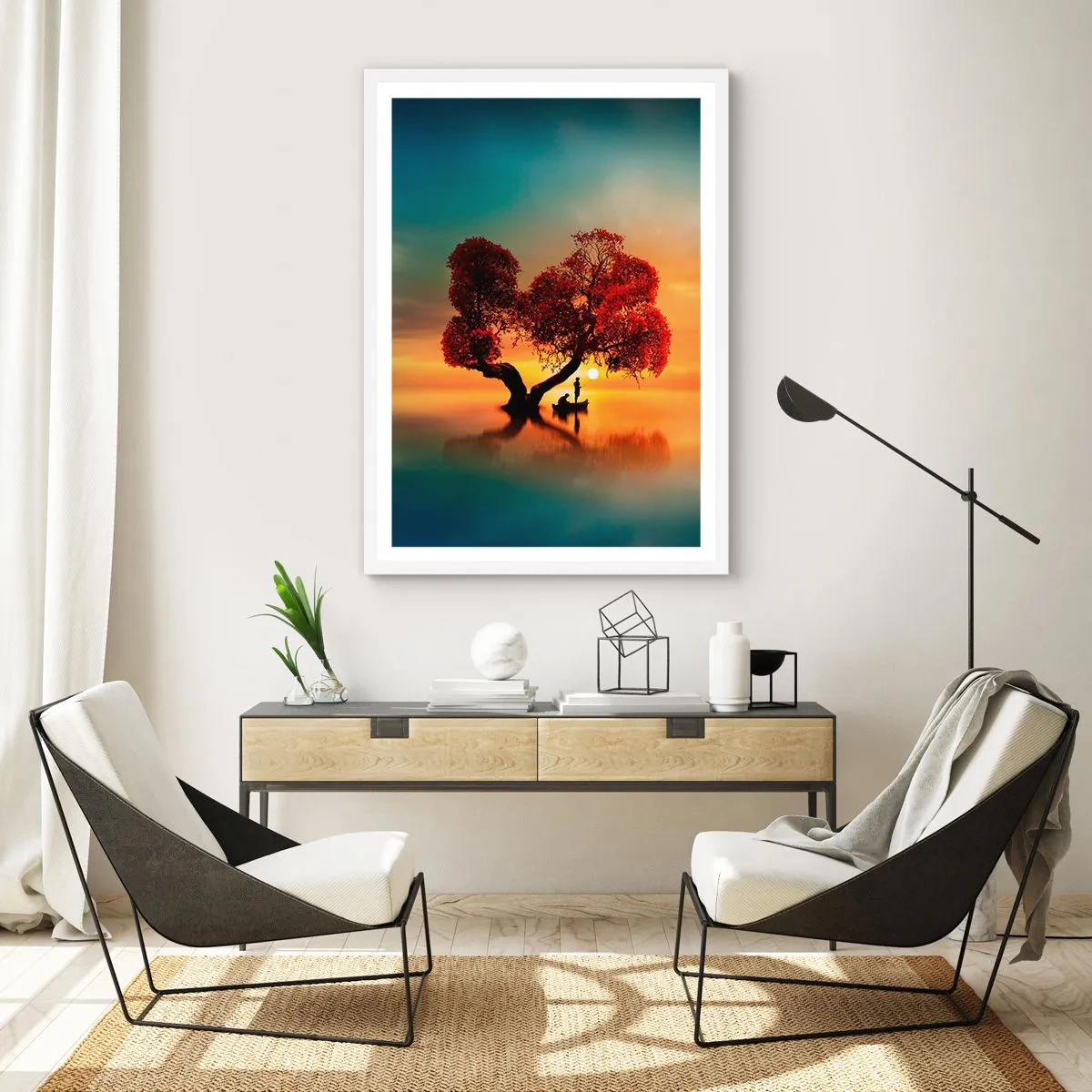 Poster in een witte lijst - Afstanders en de stilte van de wereldlozen - 70x100 cm