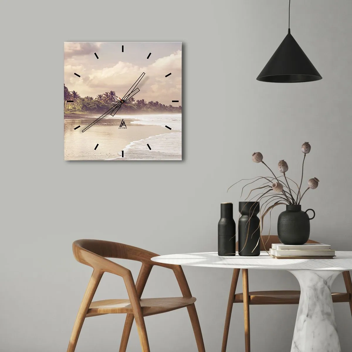 Wandklok - Klok - De streling van de golven - 40x40 cm
