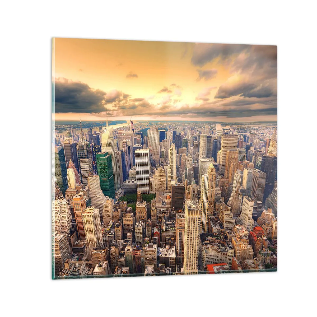 Schilderen op glas - Vergulde metropool - 70x70 cm