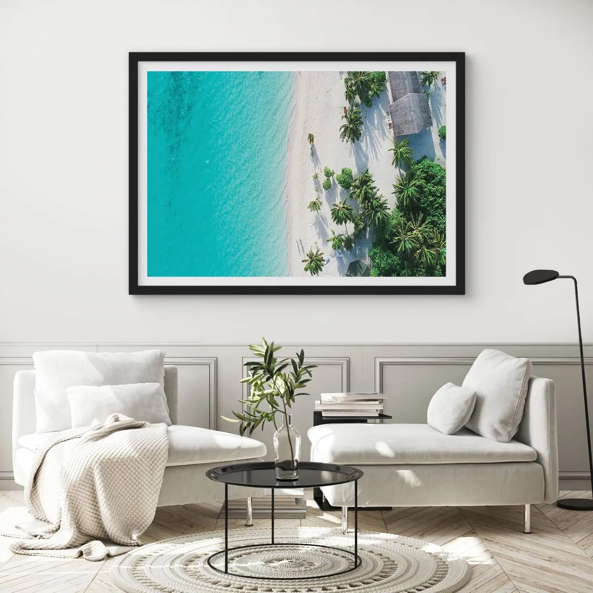Poster in een zwarte lijst - Een vakantie in het paradijs - 70x50 cm
