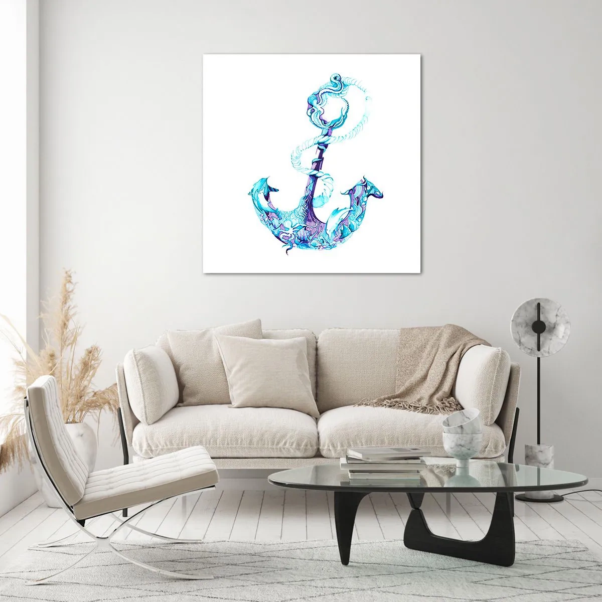 Schilderen op glas - De vertrouweling van de geheimen van de zee - 70x70 cm