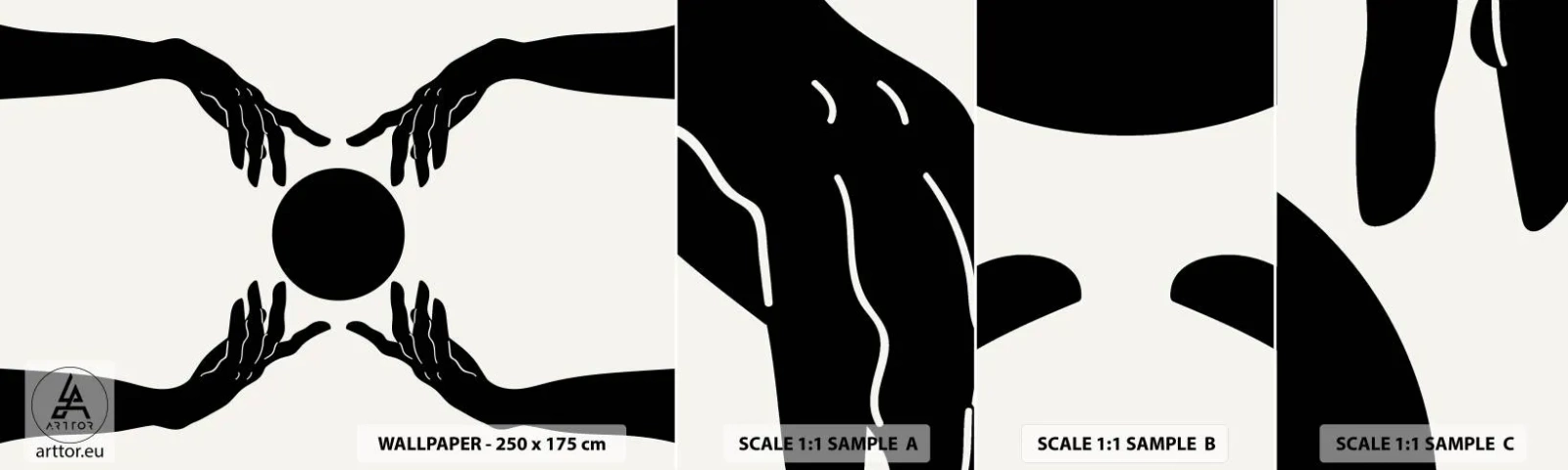 Fotobehang Staaltje Standard Eco - Geheim teken - Handen, Bal, Handen - 100x30 cm