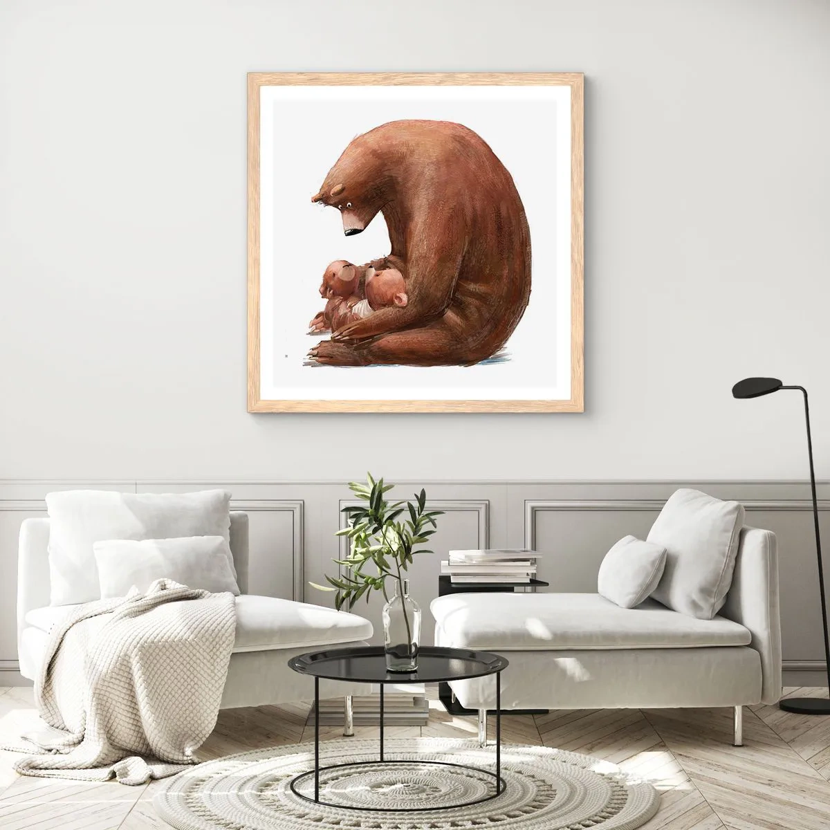 Een poster in een licht eiken lijst - Zoete dromen, kinderen - 30x30 cm