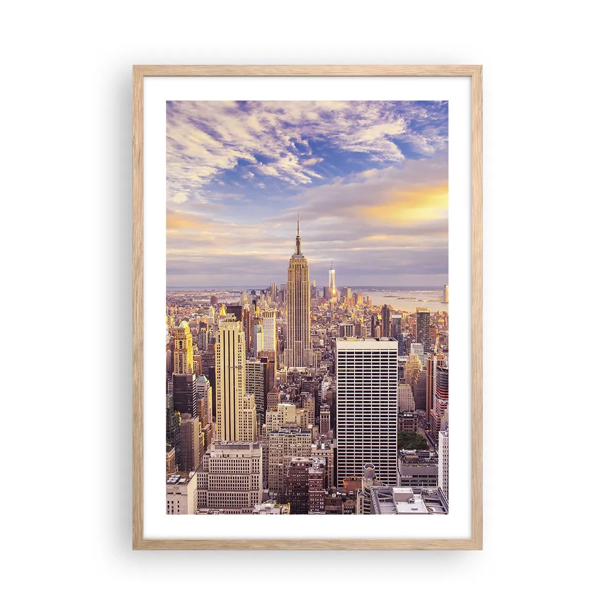 Een poster in een licht eiken lijst - Reik alleen naar de wolken - 50x70 cm