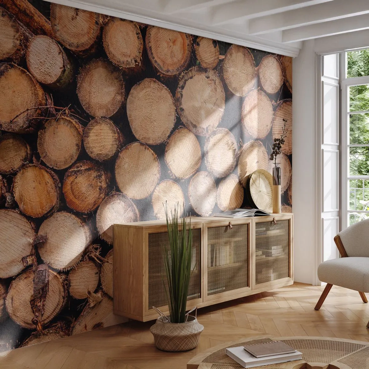 Fotobehang Premium Canvas - Een nieuw begin - Hout, Houtblokken, Natuur - 150x105 cm