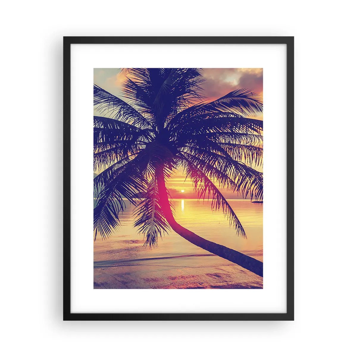 Poster in een zwarte lijst - Avond onder de palmbomen - 40x50 cm