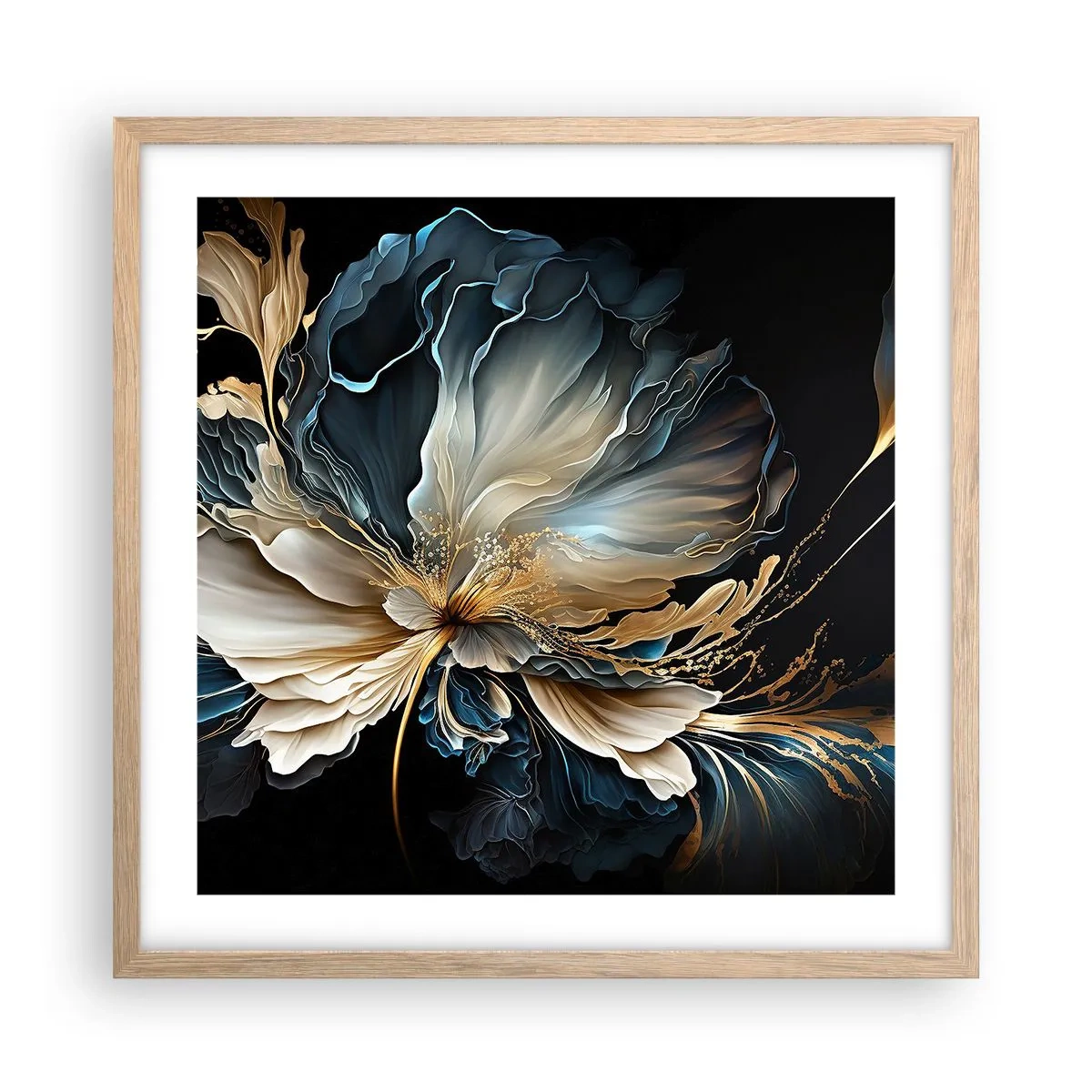 Een poster in een licht eiken lijst - Sprookjesachtige varenbloem - 50x50 cm