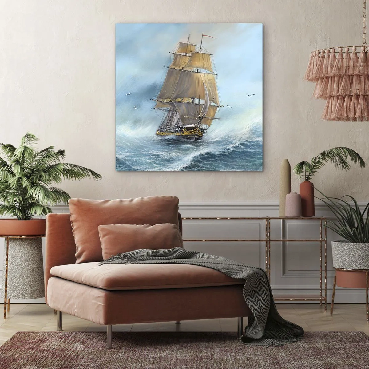 Schilderen op canvas - Haasten over de golven - 40x40 cm