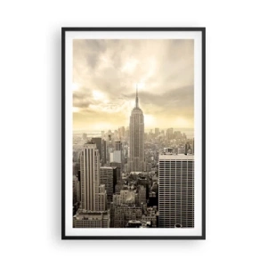 Poster in een zwarte lijst - New York geweven van grijs - 61x91 cm