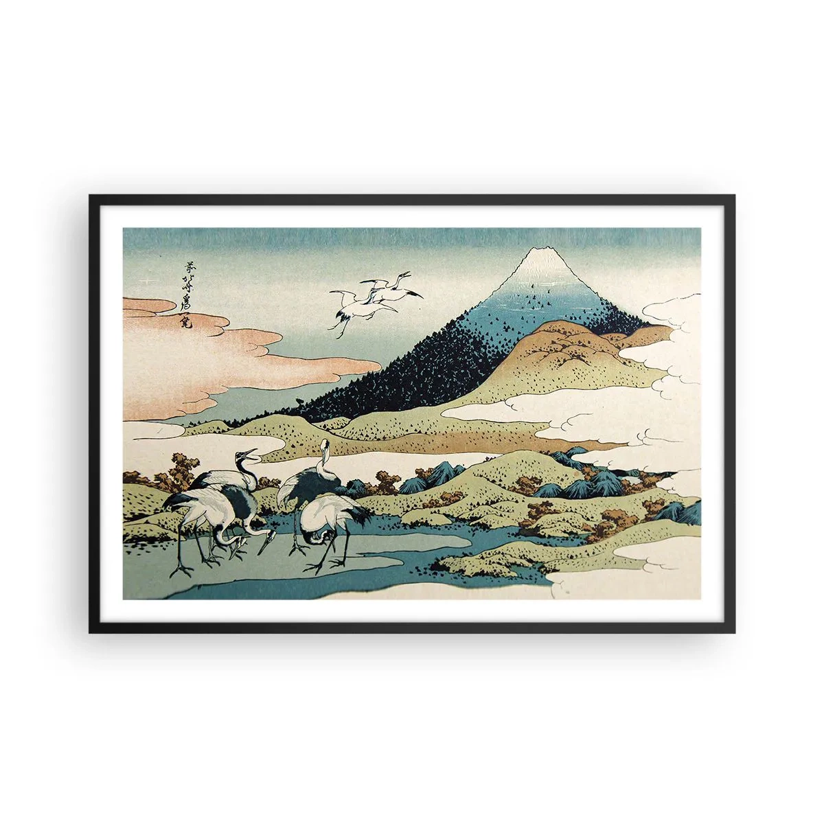 Poster in een zwarte lijst - In de Japanse geest - 91x61 cm