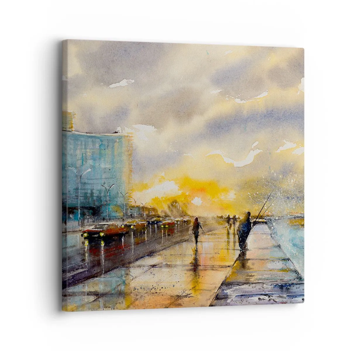 Schilderen op canvas - Het leven aan de oever - 30x30 cm