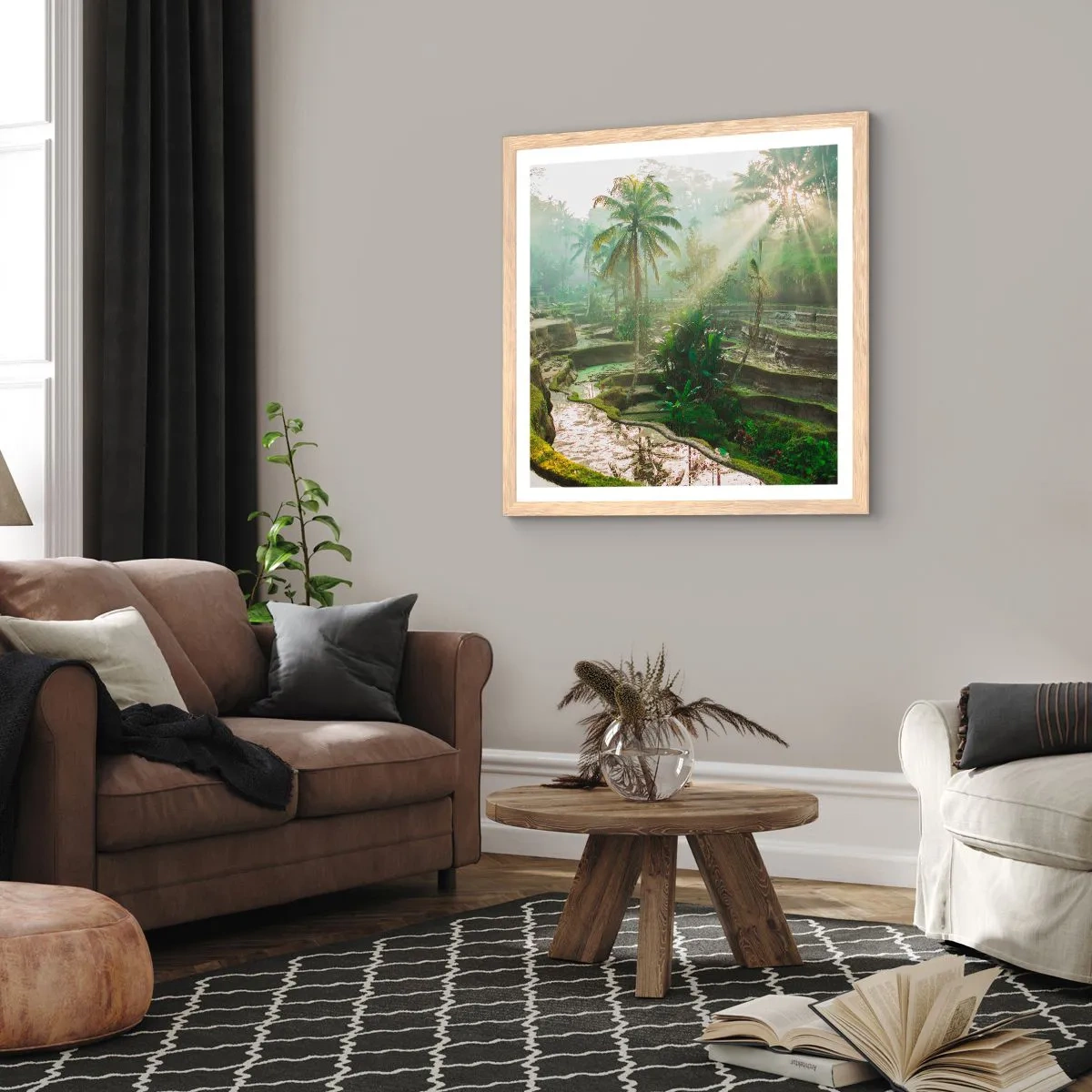 Een poster in een licht eiken lijst - Opgroeien in de zon - 30x30 cm