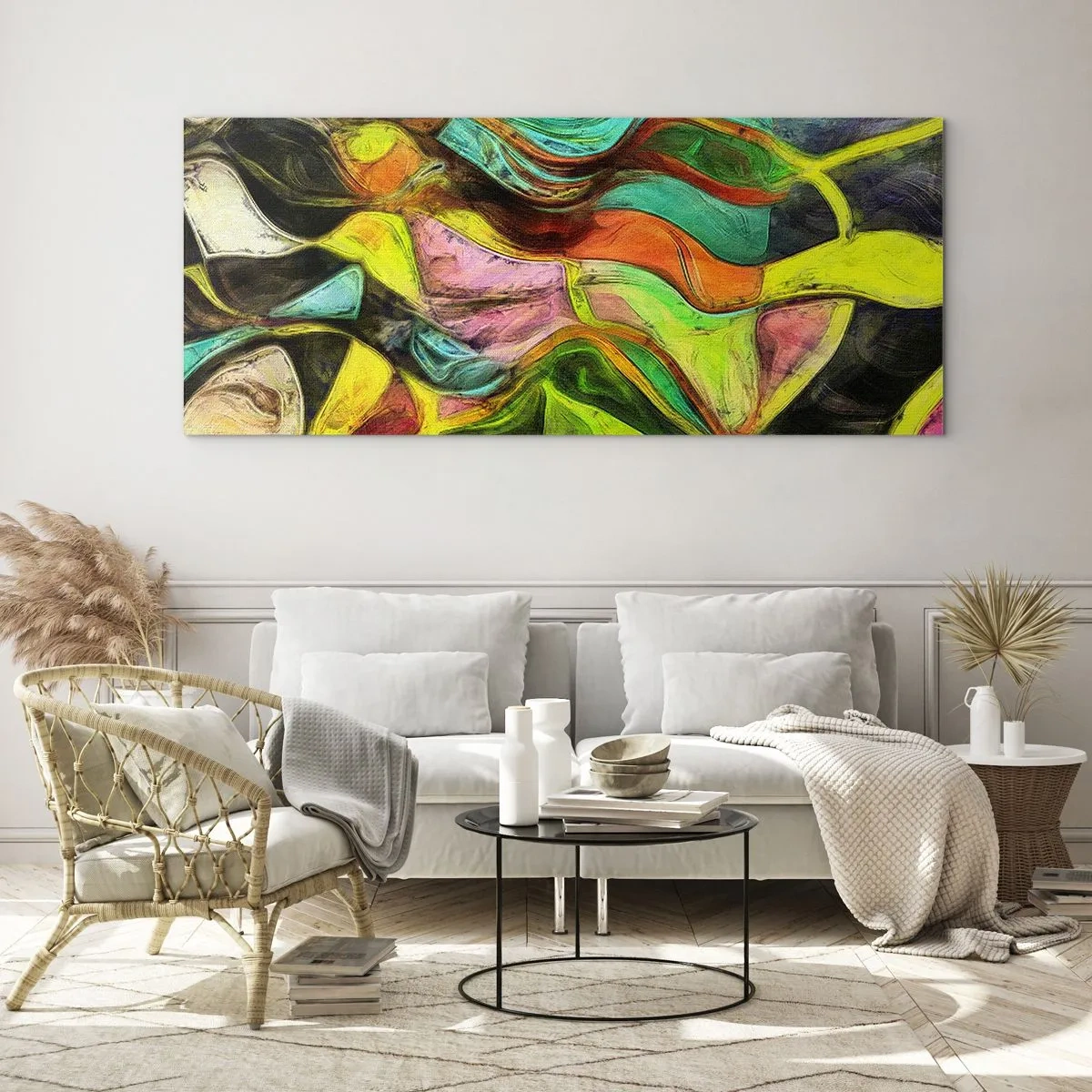 Schilderen op glas - Beweging is leven - 140x50 cm