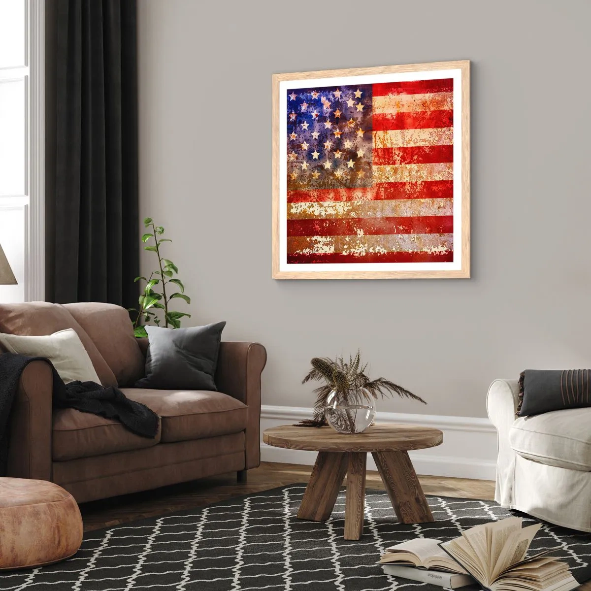 Een poster in een licht eiken lijst - Glorie vervaagt niet - 50x50 cm