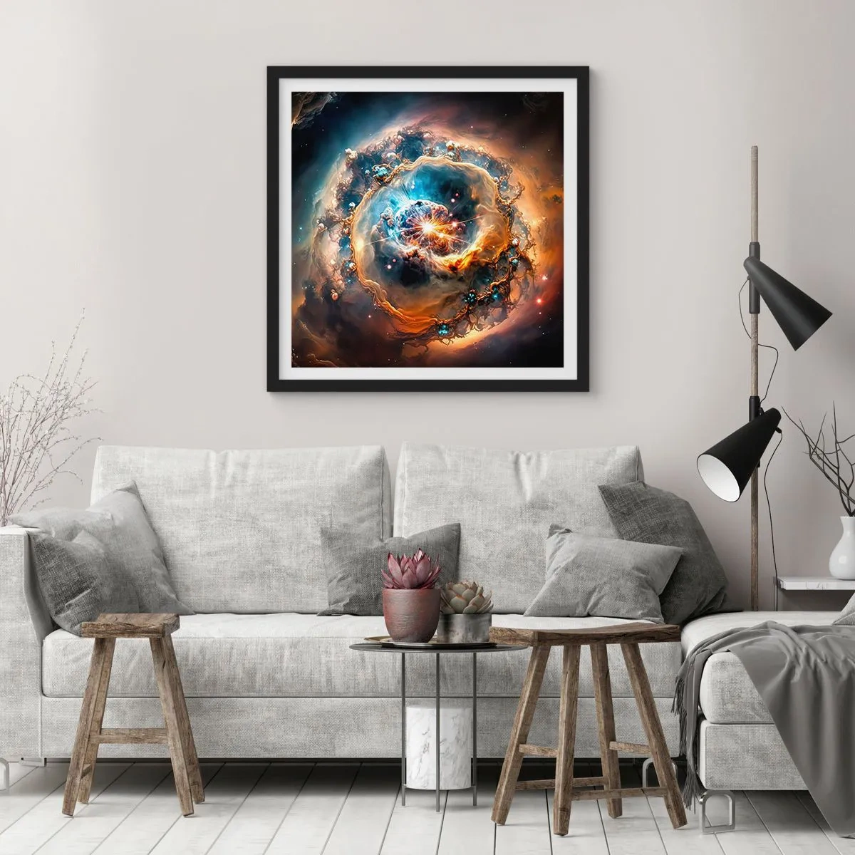 Poster in een zwarte lijst - Begin - 30x30 cm