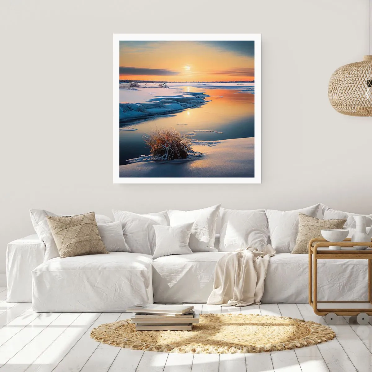 Poster - Winterse zonsondergang - 40x40 cm
